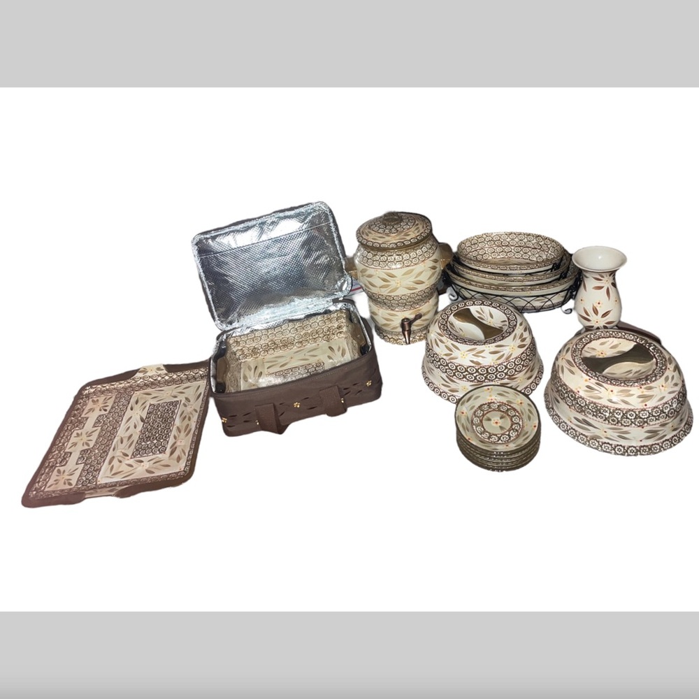 VTG QVC Temp-Tations Set - Old World Brown Pattern - Excellent Condition